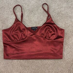 Originality Red Satin Crop Top, size Large